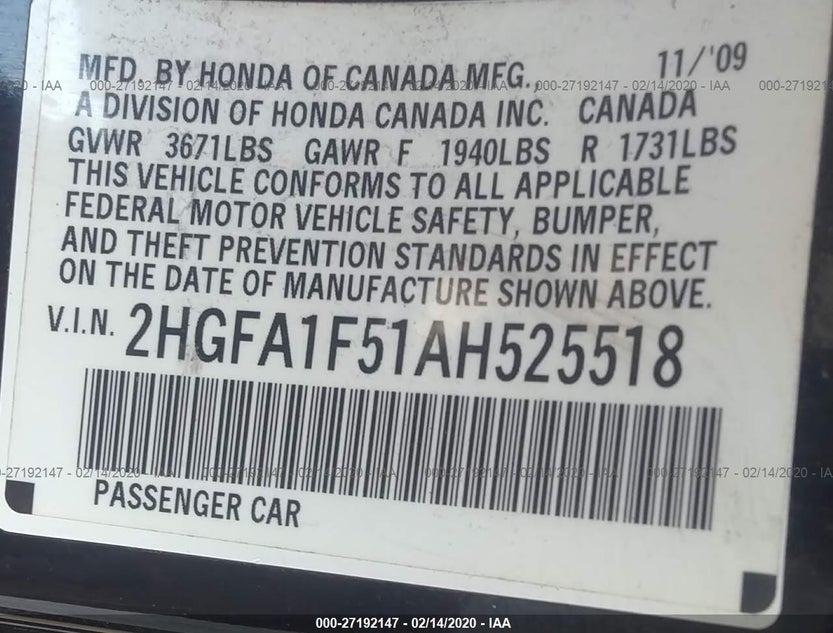 2HGFA1F51AH525518