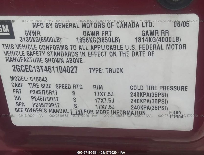 2GCEC13T461104027