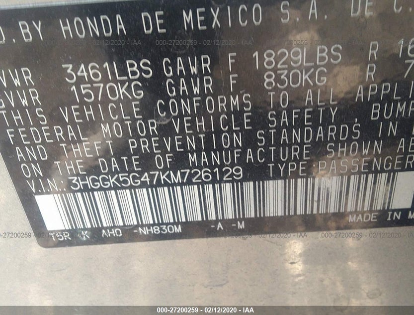 3HGGK5G47KM726129