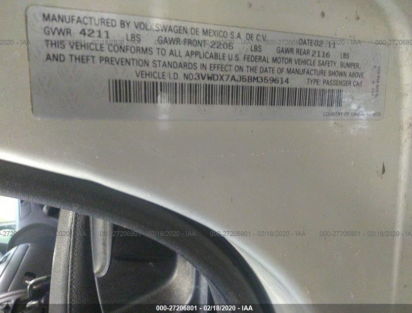 3VWDX7AJ5BM359614