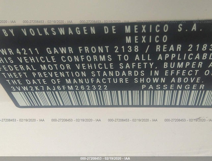 3VW2K7AJ6FM262322