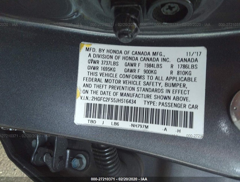 2HGFC2F55JH516434
