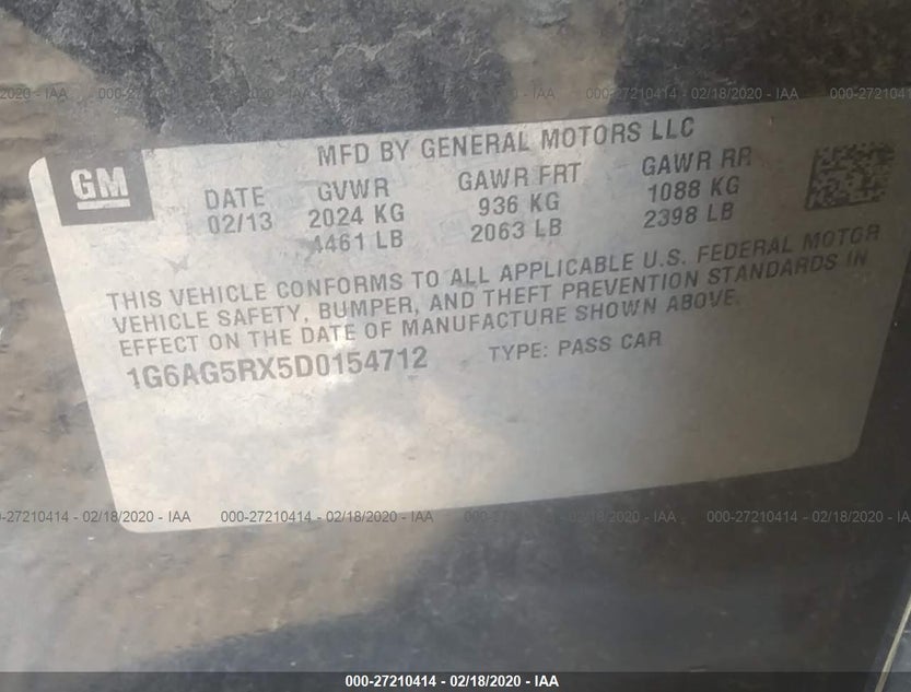 1G6AG5RX5D0154712