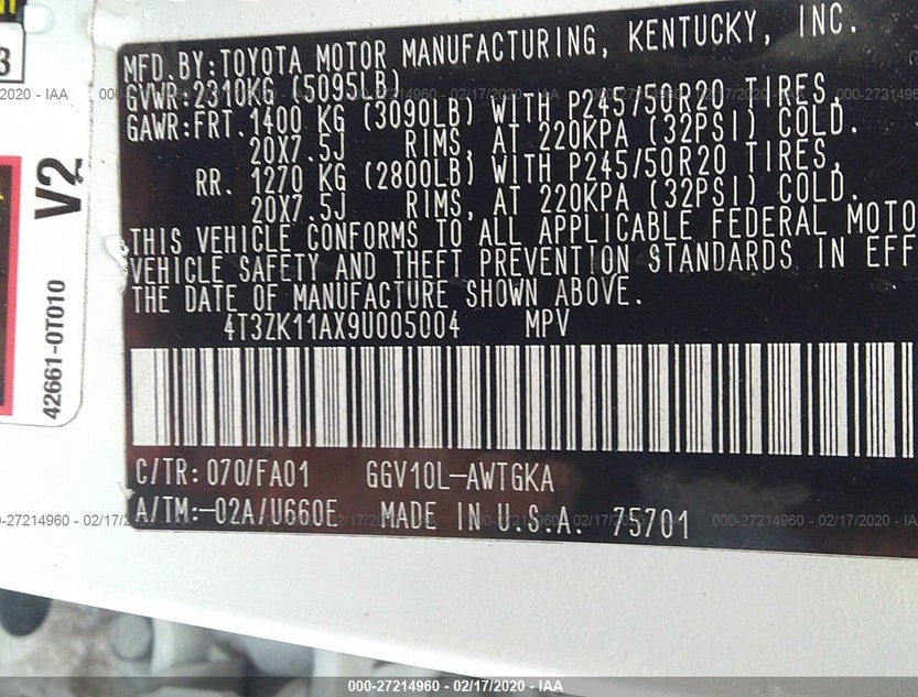 4T3ZK11AX9U005004