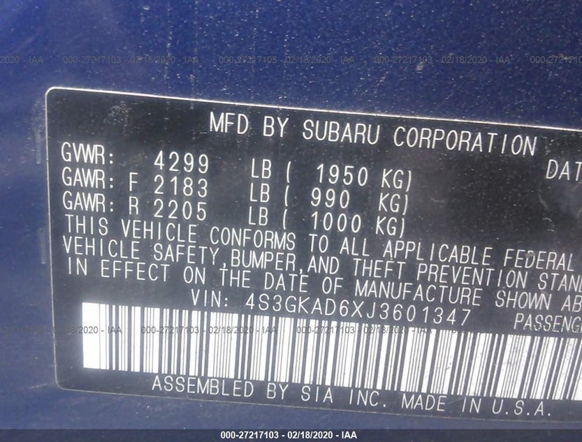 4S3GKAD6XJ3601347