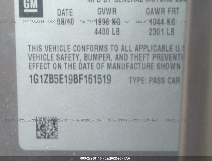 1G1ZB5E19BF161519