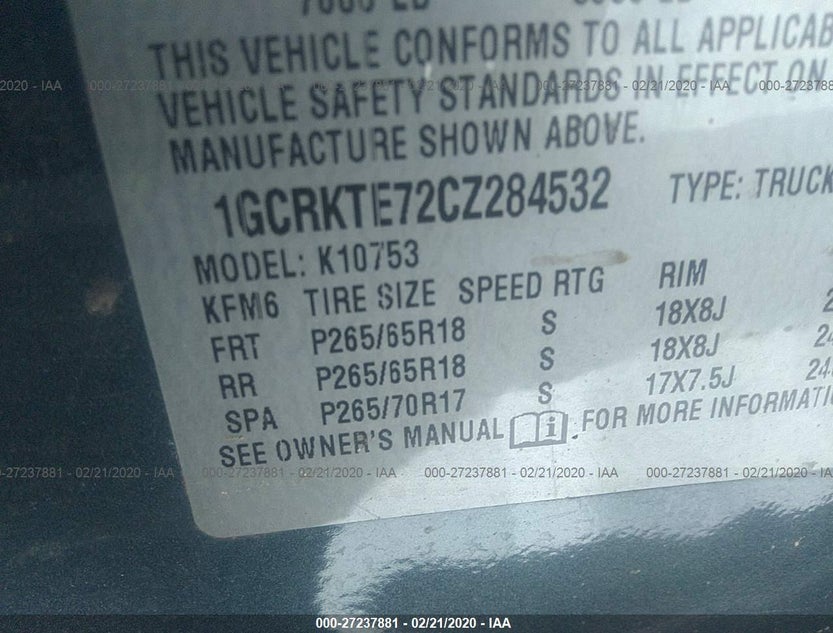 1GCRKTE72CZ284532