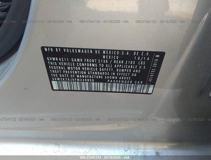 3VW2K7AJ0FM249839