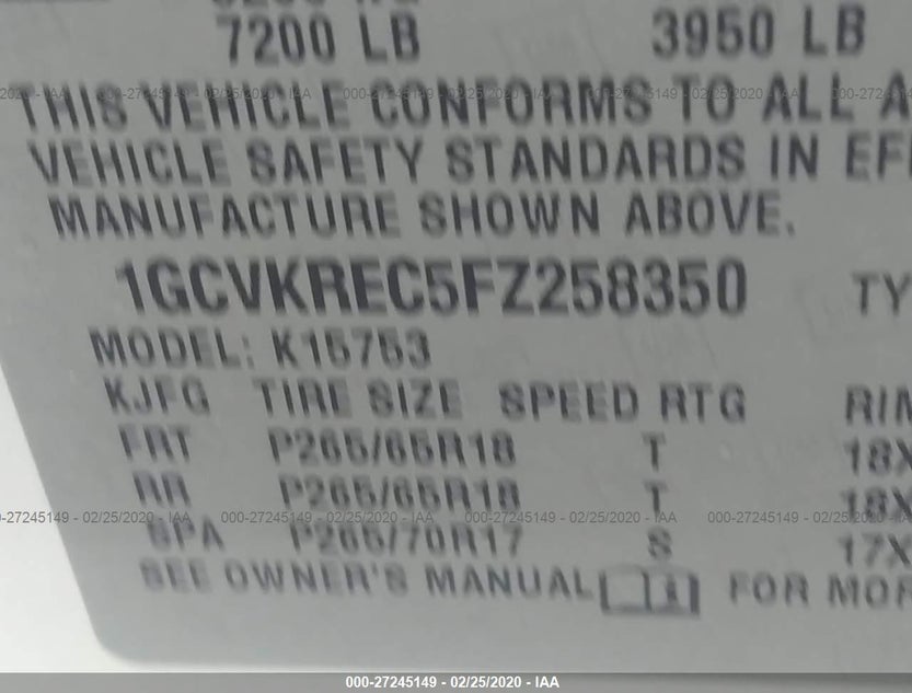 1GCVKREC5FZ258350