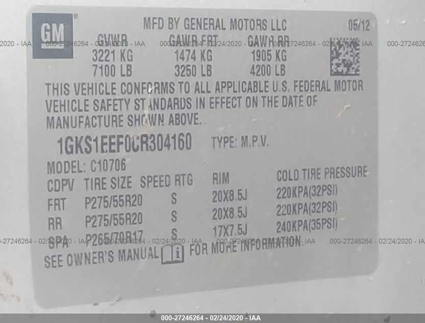 1GKS1EEF0CR304160