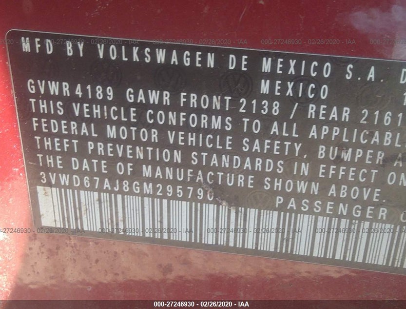 3VWD67AJ8GM295790