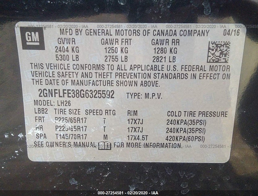 2GNFLFE38G6325592