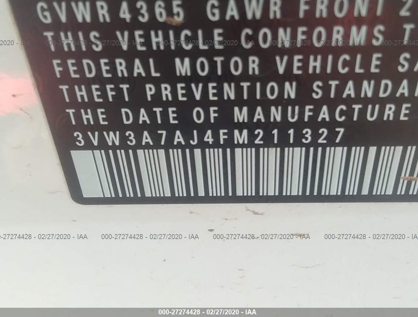 3VW3A7AJ4FM211327