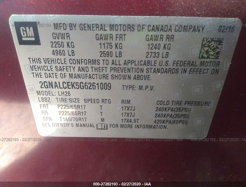 2GNALCEK5G6261009