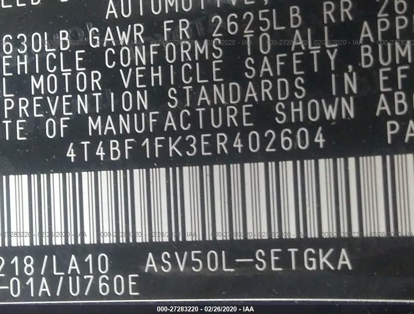 4T4BF1FK3ER402604