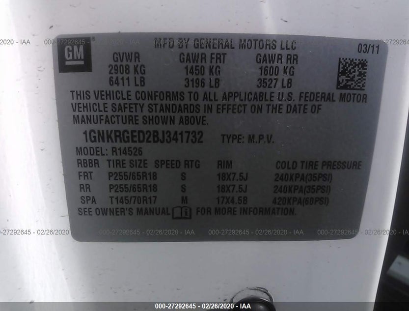 1GNKRGED2BJ341732