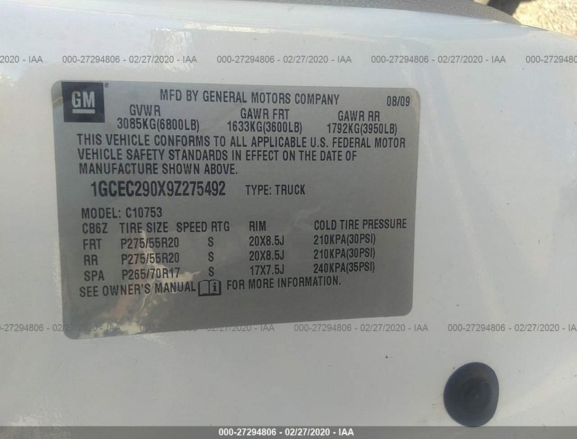 1GCEC290X9Z275492