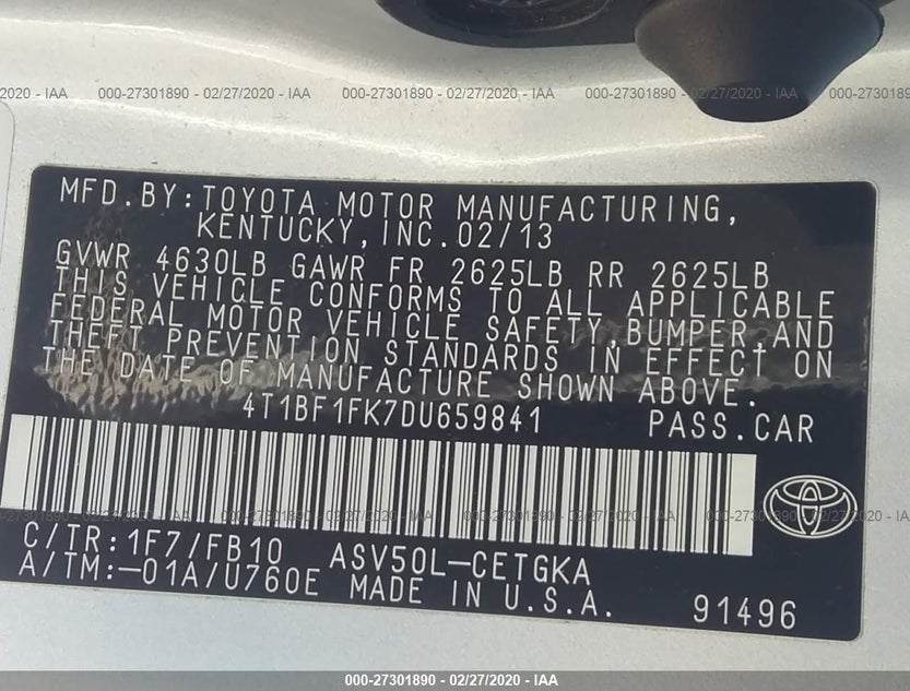 4T1BF1FK7DU659841