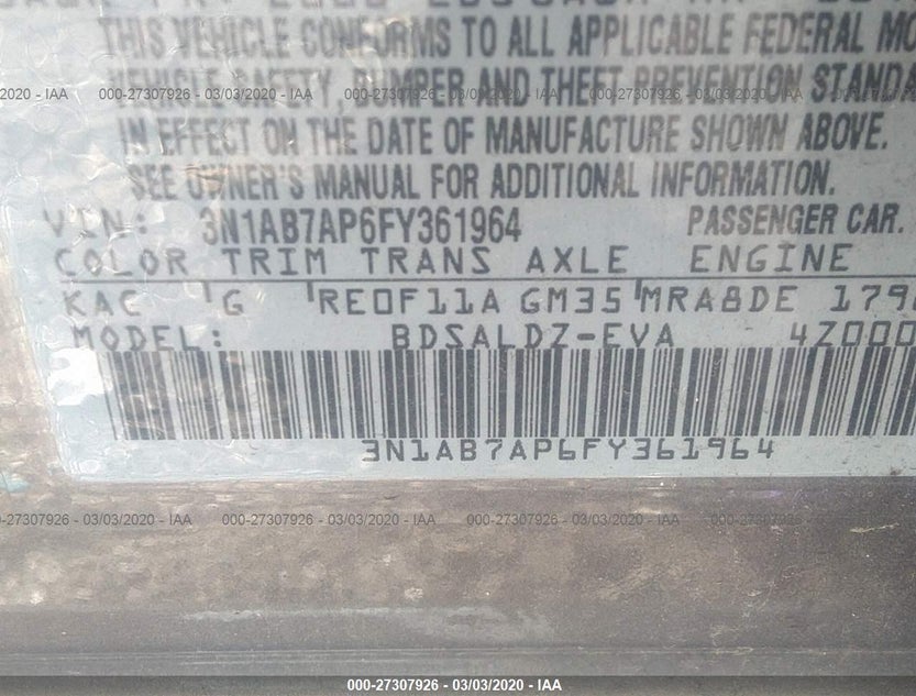 3N1AB7AP6FY361964