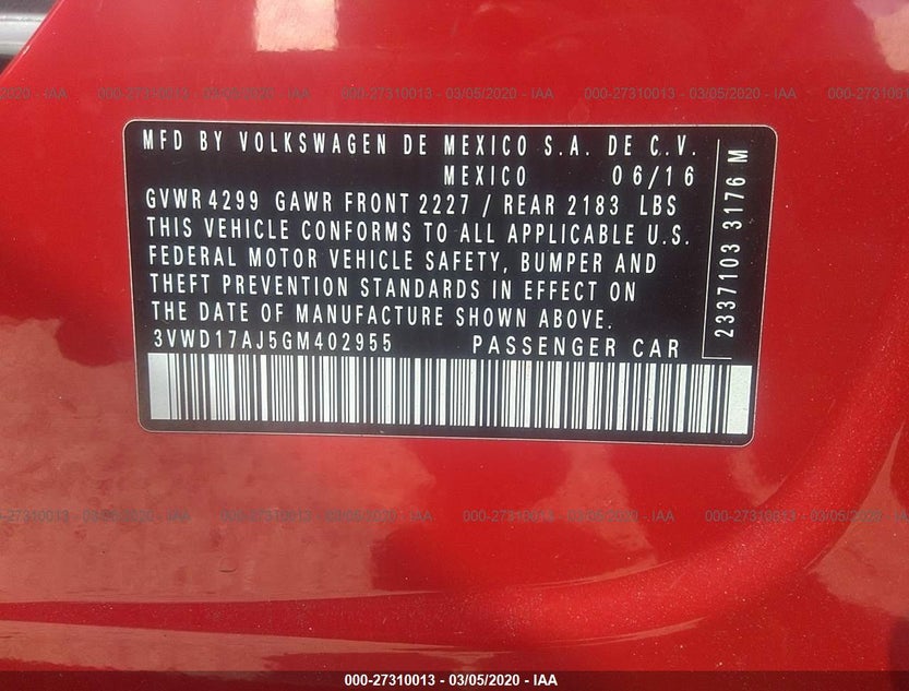 3VWD17AJ5GM402955