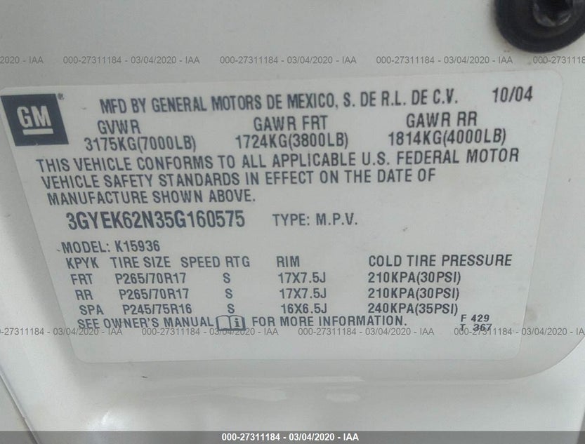 3GYEK62N35G160575