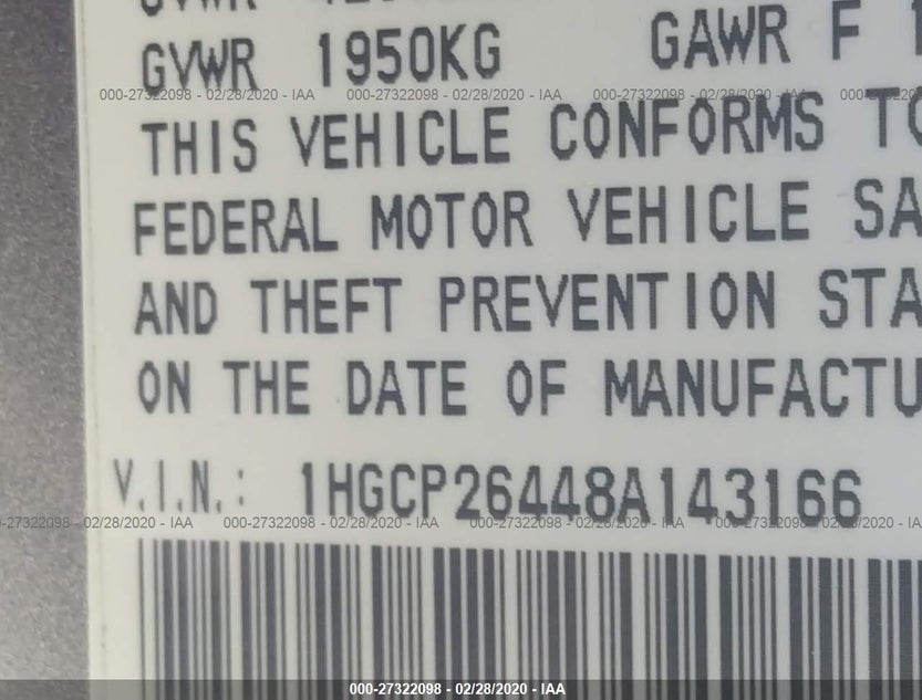 1HGCP26448A143166