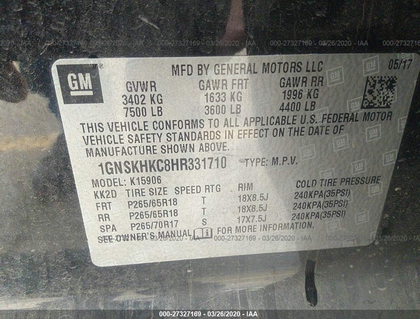 1GNSKHKC8HR331710