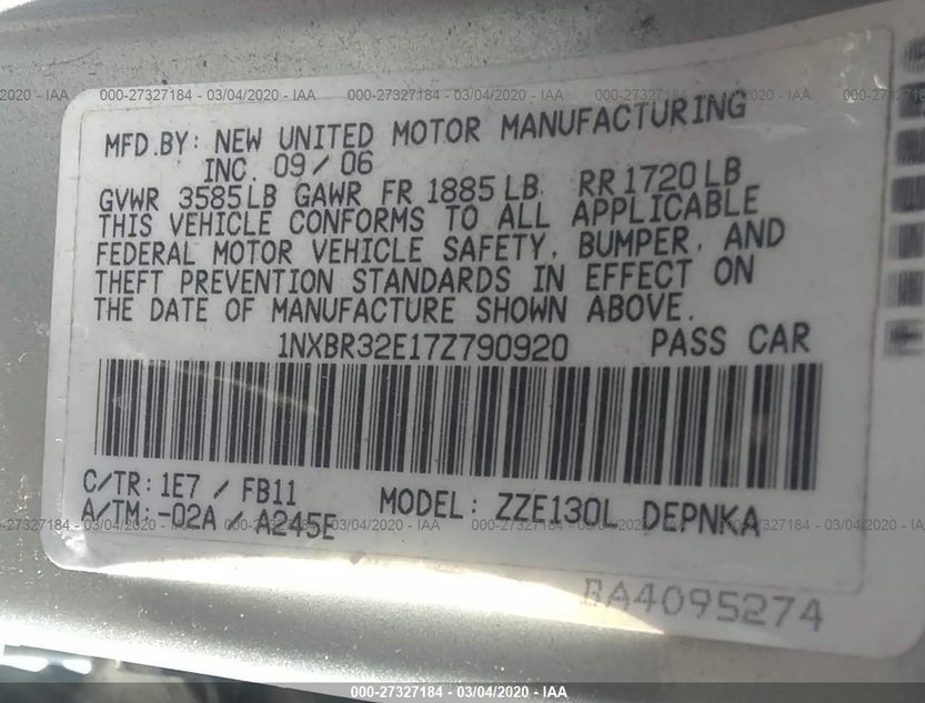 1NXBR32E17Z790920