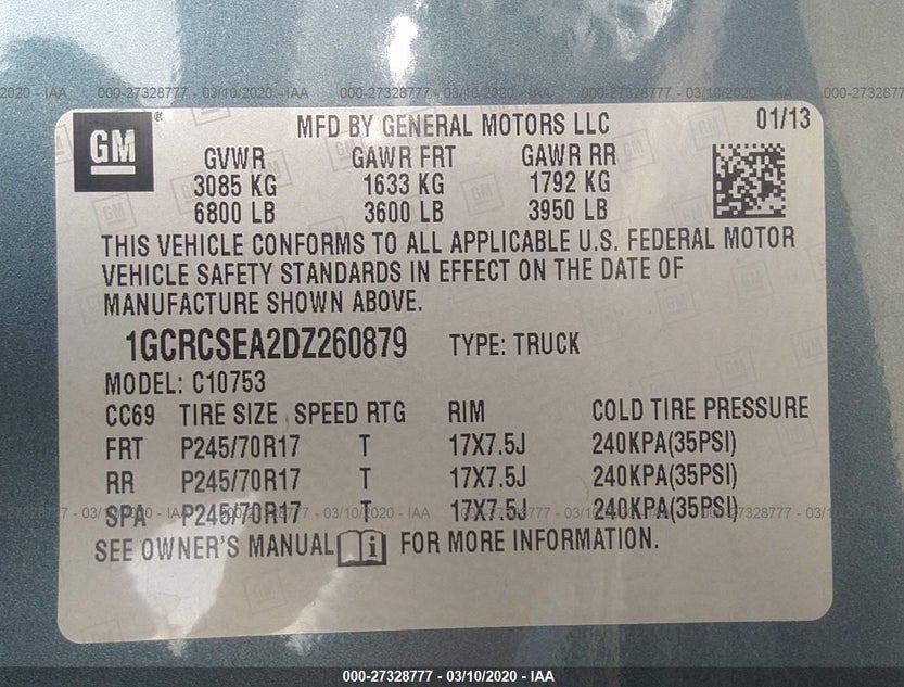 1GCRCSEA2DZ260879