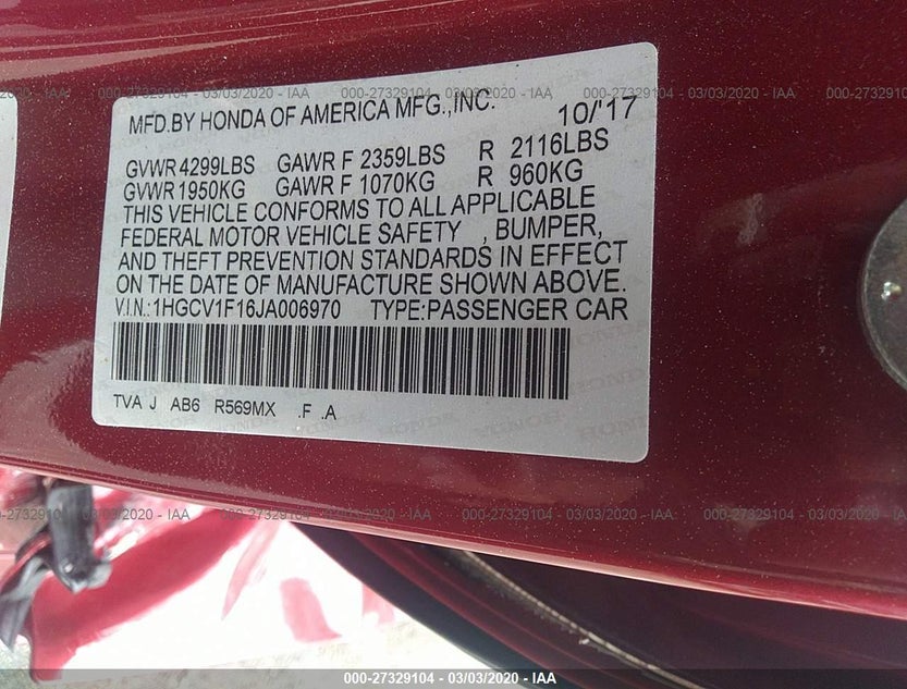 1HGCV1F16JA006970