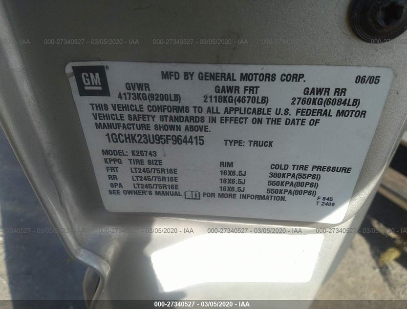 1GCHK23U95F964415