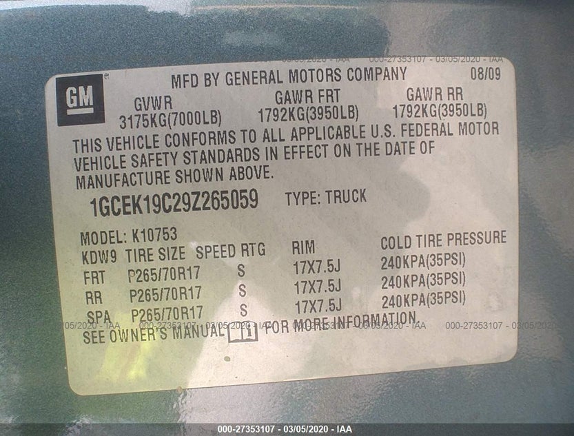 1GCEK19C29Z265059