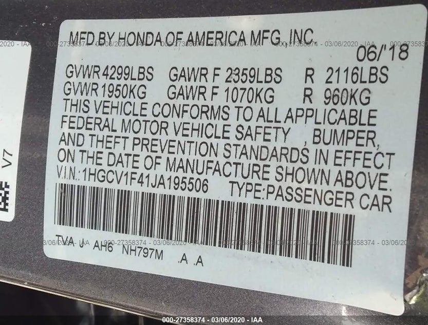 1HGCV1F41JA195506