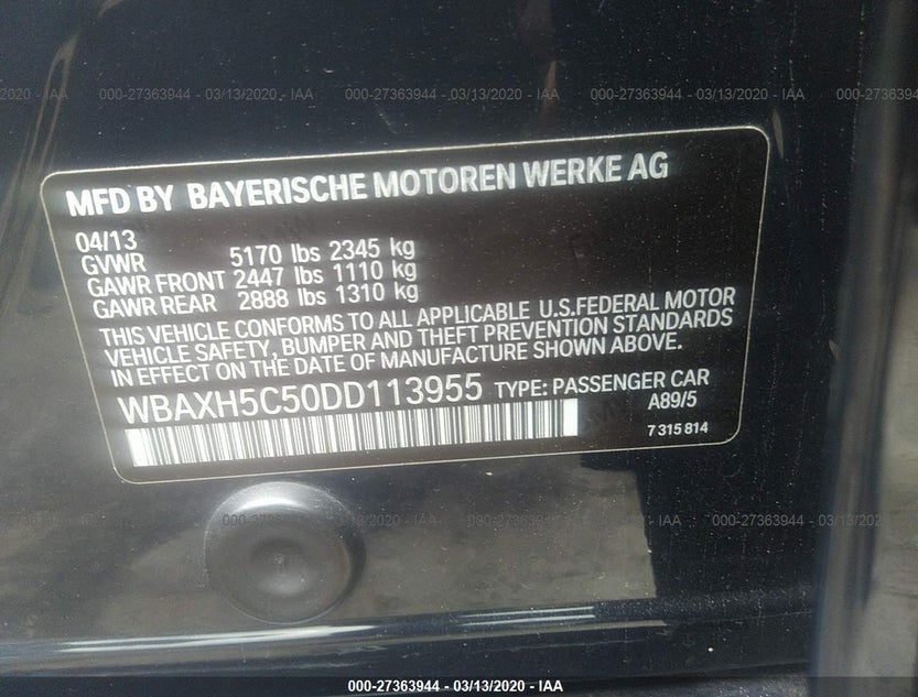 WBAXH5C50DD113955