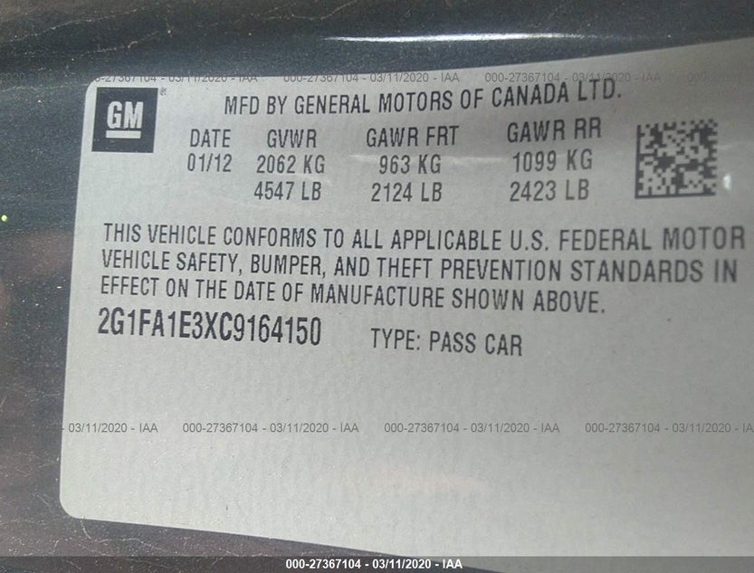 2G1FA1E3XC9164150