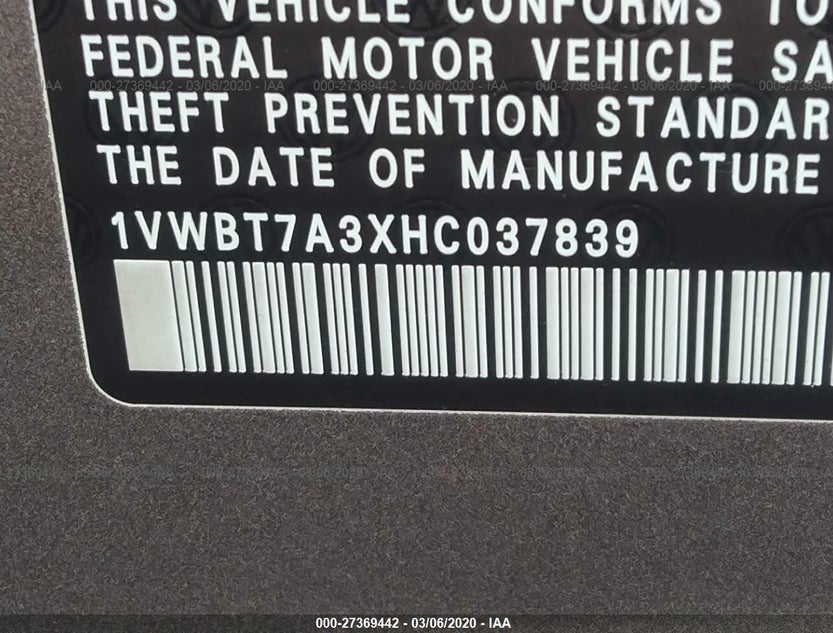 1VWBT7A3XHC037839