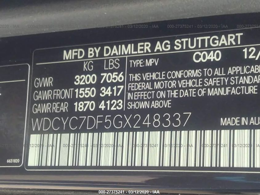 VIN WDCYC7DF5GX248337 2016 Mercedes-Benz G-Class, 6... no.9