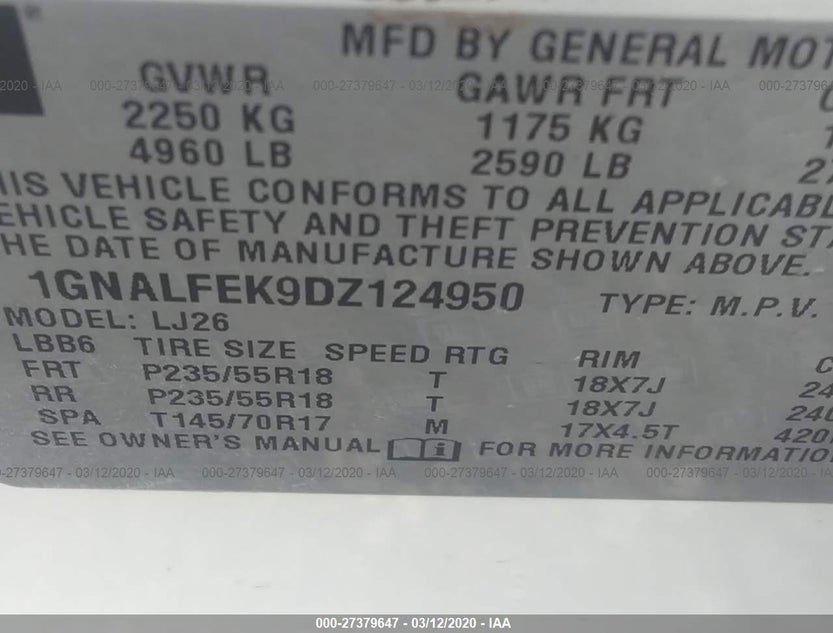 1GNALFEK9DZ124950