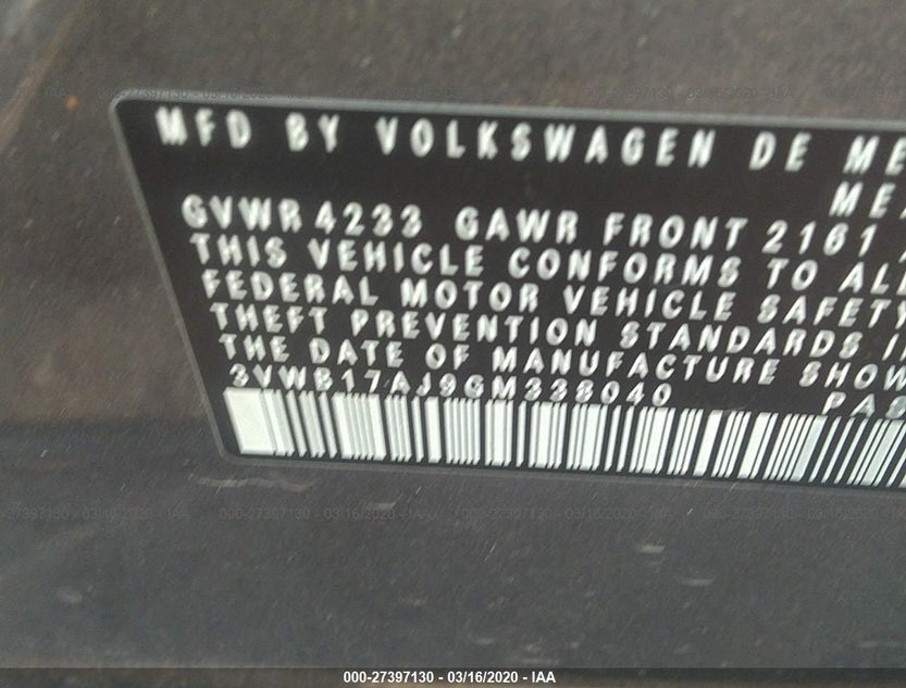 3VWB17AJ9GM338040