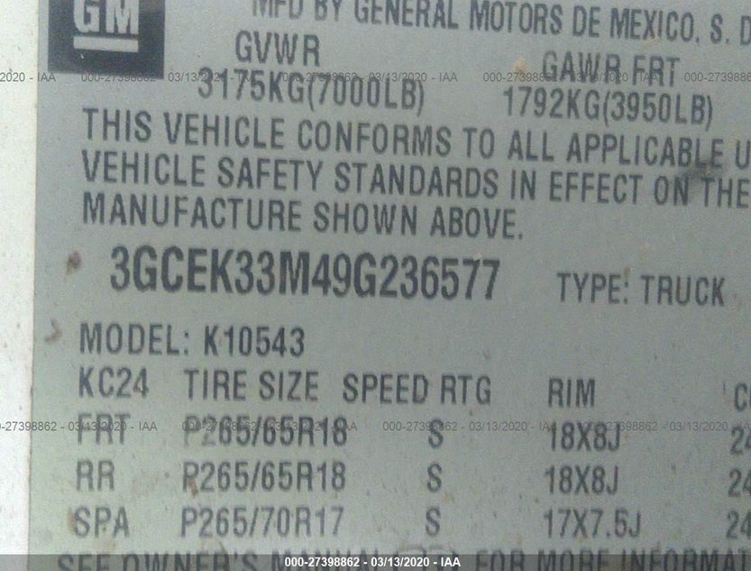 3GCEK33M49G236577