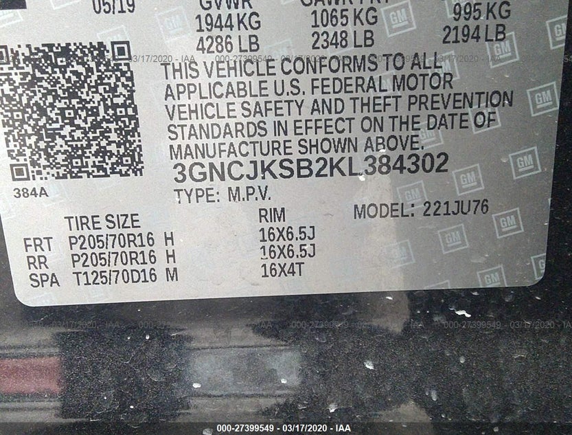 3GNCJKSB2KL384302
