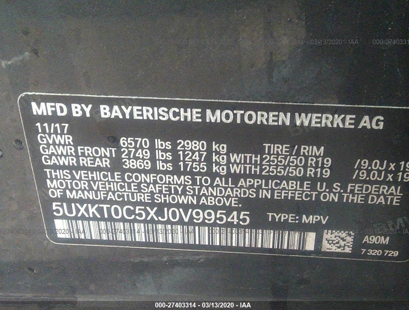 5UXKT0C5XJ0V99545