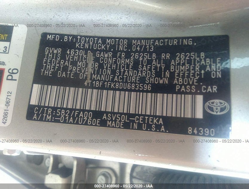 4T1BF1FK8DU683596