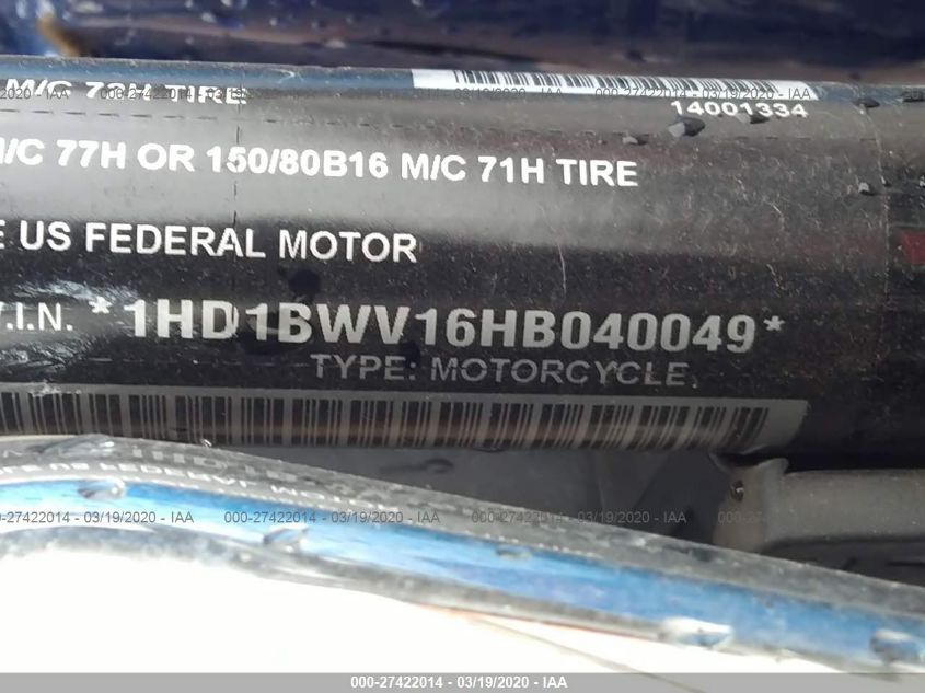 2017 Harley-Davidson Flstc Heritage Softail Classic VIN: 1HD1BWV16HB040049 Lot: 27422014