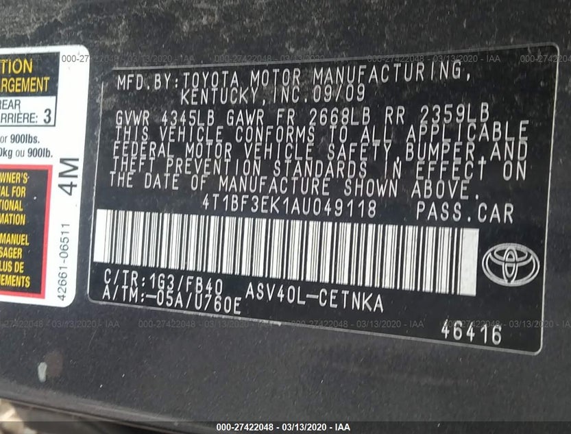 4T1BF3EK1AU049118