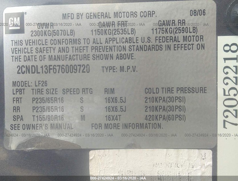 2CNDL13F676009720