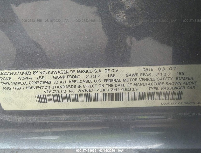 3VWEF71K17M148319