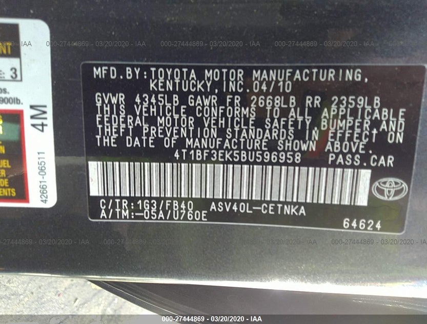 4T1BF3EK5BU596958