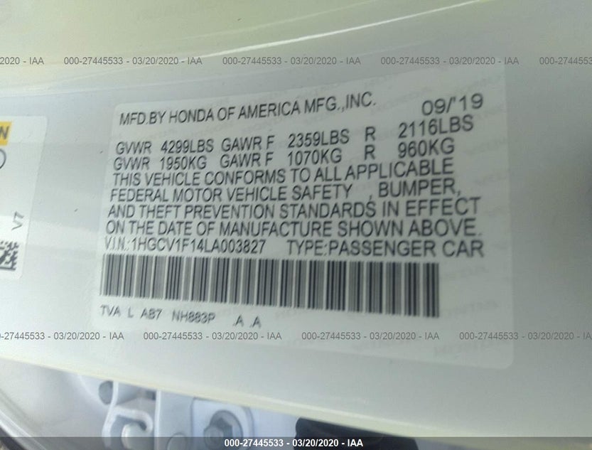 1HGCV1F14LA003827