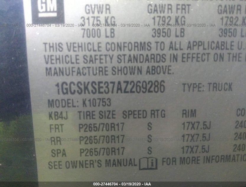 1GCSKSE37AZ269286
